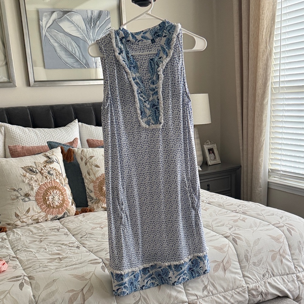 Cabana Life Blue and White Floral Chemise